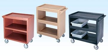 Tables, Carts & Counters Tables, Carts & Counters TN-002 CART, DISH, POLYETHYLENE 21-1/2 " W x 37-1/4" L x 34-5/8" H; three molded polyethylene shelves, 31-1/2 " x 30-5/8" with