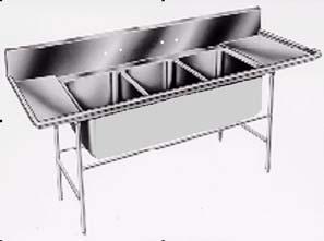 TN-023 TABLE, BAKER'S WITH BINS (8') 96 L X 30 W X 34 H; 14 GAUGE STAINLESS STEEL TOP WITH 6 H INTEGRAL STAINLESS STEEL RISER AT BACK TABLE EDGES AND ENDS; FRONT AND BACK TABLE EDGES AND ENDS TURNED