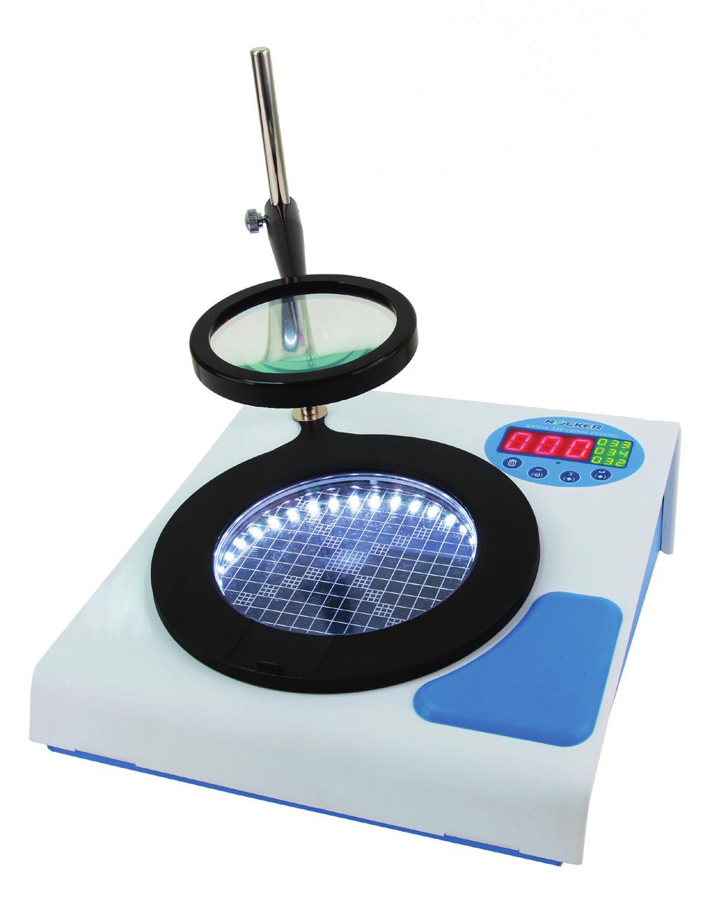 Colony counter Ideal for: total bacteria counting total coliform counting Features: 4 displays showing present count and three previous counts possibility of average value storage for up to 100