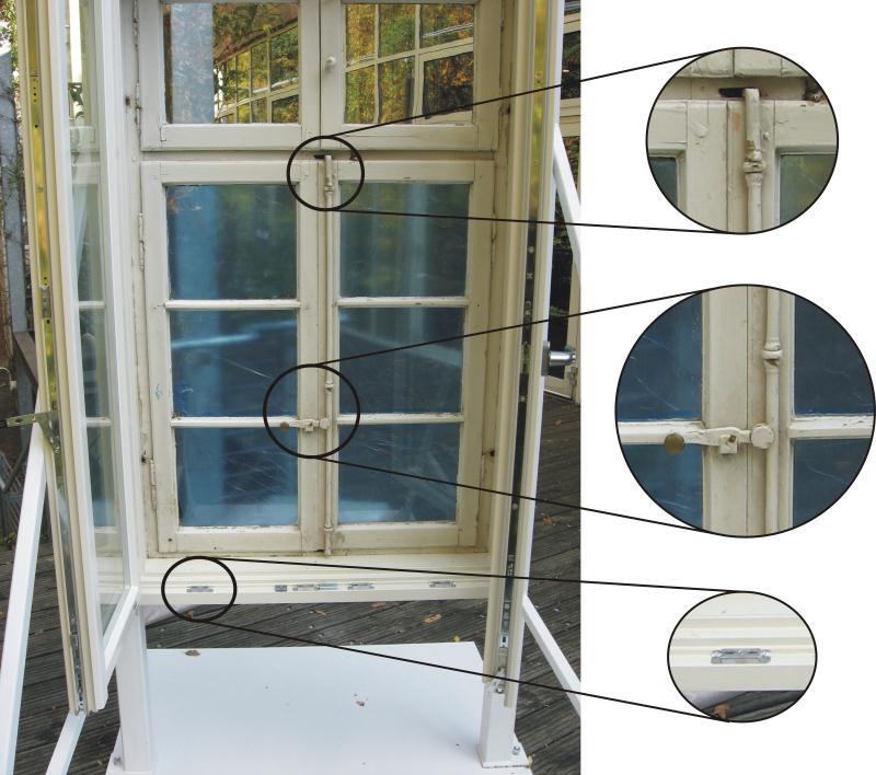 Figure 3-2 shows the original window and the added upgraded lock mechanics. The use of tested and certified furniture is recommended.
