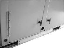 Features and Benefits Hinged Access Doors These doors permit easy access to the filter, fan/heat, and compressor/control sections.