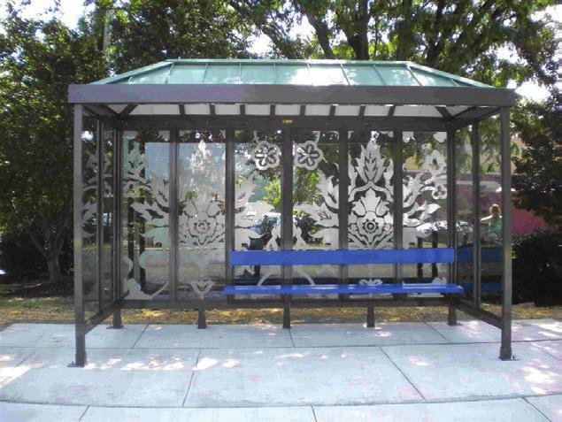 Dancing Beams (shown above) and the transportation bus shelter on Kildaire Farm Road (shown to