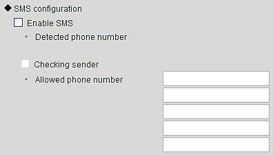 4 SMS configuration Displayed for mobile numbers connected to the devices Supports up to 5 mobile numbers.