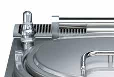 Evo900 boiling pans are also available in autoclave version for faster cooking. The moulded well is made of AISI316L stainless steel as well as the double wall lid.