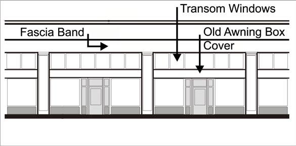1.2.2 Bands between display windows and transom windows are often good locations for