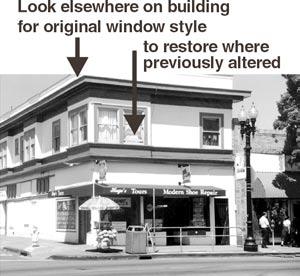 at locations similar to those to be restored or 2.2.2 Use doors and windows idiomatic to the building s style and period.