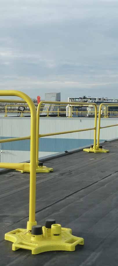 STACCO GUARDRAIL SYSTEM STACCO Non-penetrating Weighted Guardrail STACCO is a non-penetrating, passive fall protection railing system for the rooftop and fall hazard areas.