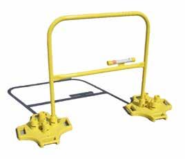 STACCO GUARDRAIL SYSTEM Kit includes 1 base, 1 rail section and 2 locking pins Kit supplied with yellow base and rail as standard STACCO Non-penetrating weighted guardrail Freight 1-5 kits* 5-10