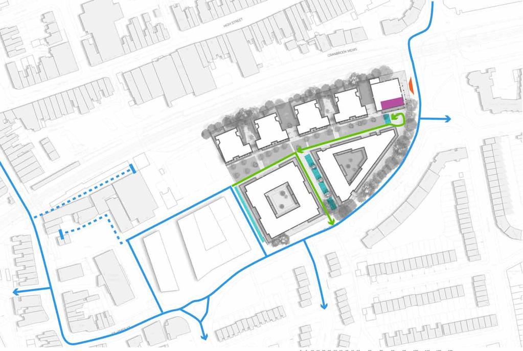 Cranbrook Mews Existing Route to Central underground station Our focus will be on providing better cycling infrastructure on and around the site linking into the Council s mini-holland proposals for
