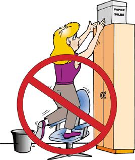 Housekeeping Housekeeping is maintained to minimize accidents. Ladders/step stools are provided for reaching materials on shelves and are kept in safe serviceable condition.