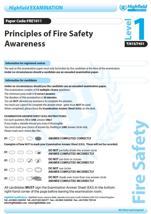 Appendix 3: Sample assessment material Sample questions Which type of extinguisher is indicated by a blue panel?