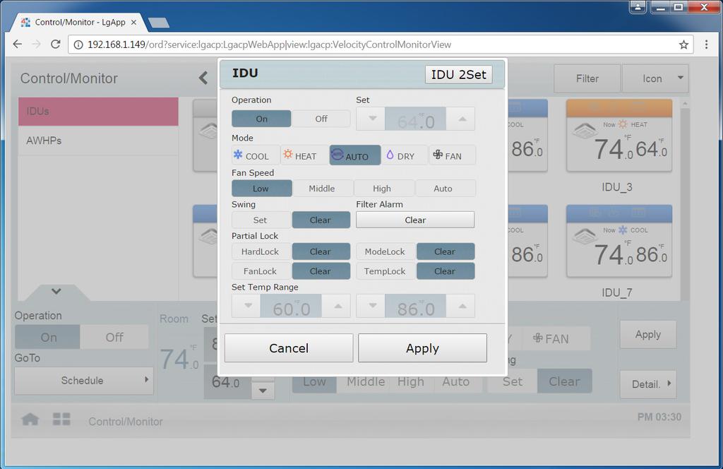 User Manual CONTROL/MONITOR VIEW Device Controls for IDUs Set IDU Details To set additional properties for the IDU