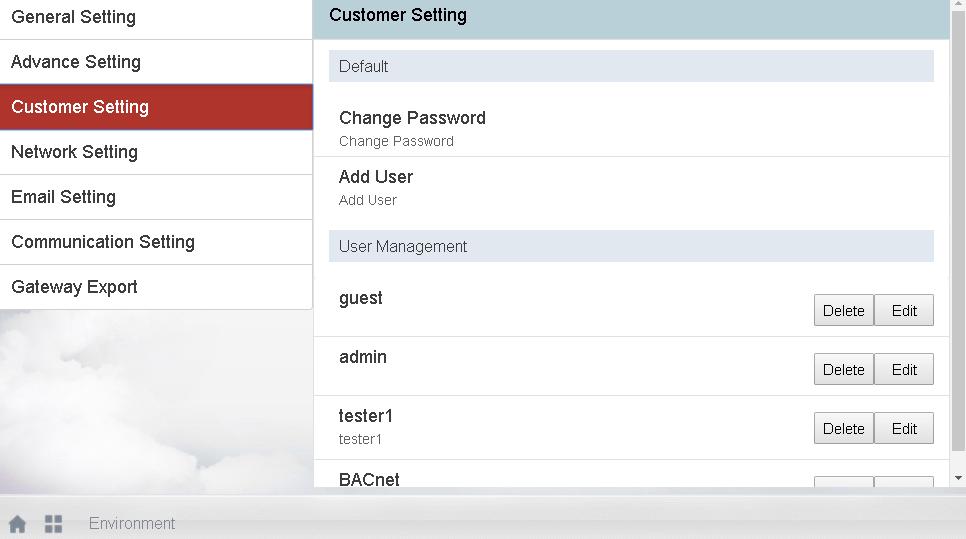 LG MultiSITE TM VM3 ENVIRONMENT VIEW Customer Setting This tab displays the customer settings information.