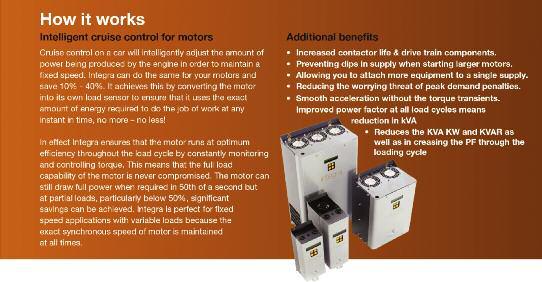 ENERGY SAVING - INTEGRA UNITS The problem If you use electric motors you can profit from Integra.