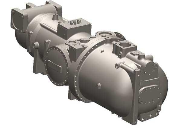 Compressor The single-screw compressor is of the semi-hermetic type with asynchronous three-phase two-pole engine which is directly splined to the main shaft.
