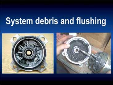 Open vent flushing often will not remove debris from a system.