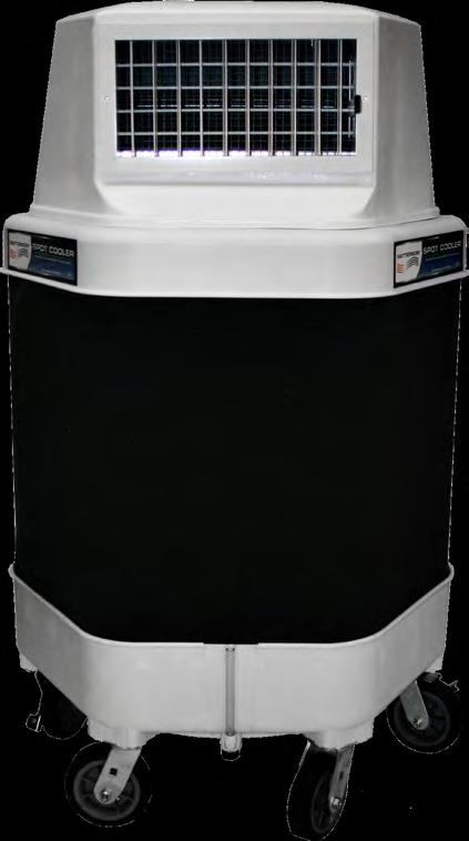 SPOT COOLER PORTABLE EVAPORATIVE COOLER This portable evaporative cooler is designed to provide cool fresh air into the work place using evaporation.