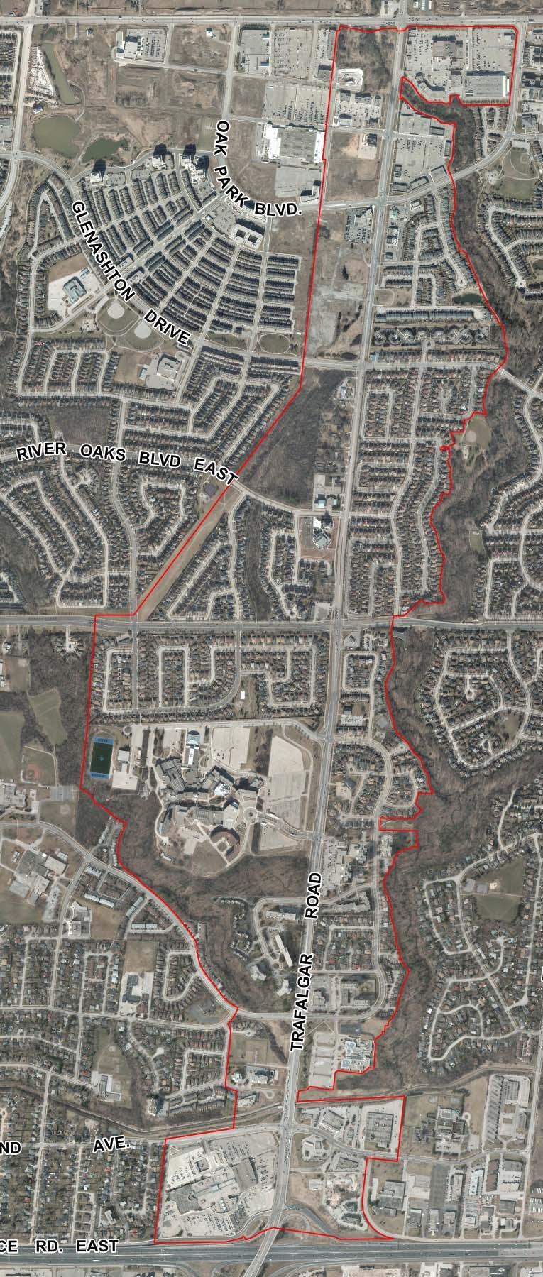 Overview The Livable Oakville Plan identifies the lands along Trafalgar Road, between the QEW and Dundas Street, as a corridor to be studied to identify opportunities for future development