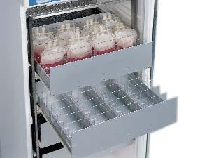 Blood Bank A, System of 5 drawers of 18 bags per drawer. Capacity 90 bags. Part No 1001501 Blood Bank B, System of 5 drawers of 30 bags per drawer. Capacity 150 bags. Part No. 1001502 Blood Bank C, System of 5 drawers for 40 bags per drawer.