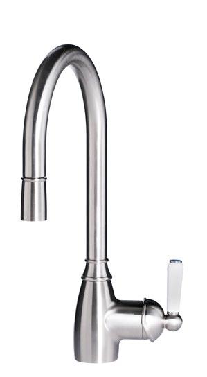 ELVERDAM kitchen mixer tap with pull-out spout. Single lever. High spout which is practical when washing up big pots and pans.