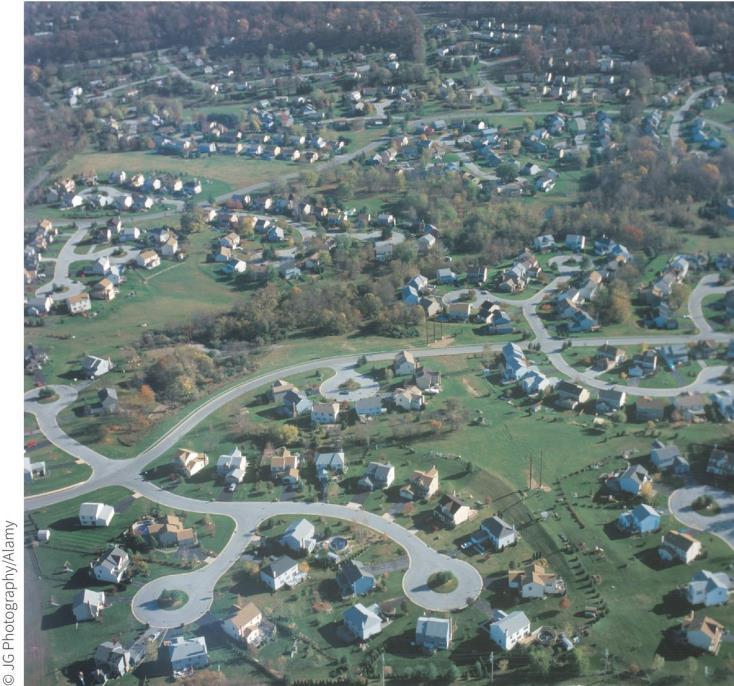 Suburban Sprawl Suburban Sprawl Patchwork of vacant and developed tracts around the edges of cities;