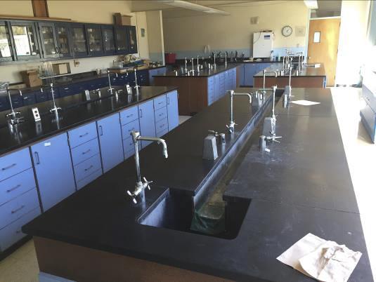 Typical Janitor s Room Science classroom sinks are resin type with cold and hot water faucets.