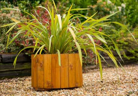 round planter with interlocking wooden panels Built using