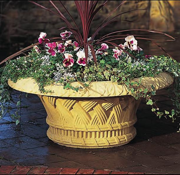 GARDEN & LANDSCAPE PLANTERS - TRADITIONAL Plaited Jardiniere A520 This is a replica of an exquisite Victorian jardiniere with a combination of basketwork design to the bowl and leaf moulding to the