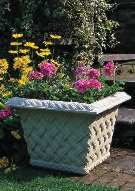 basketwork design of rod and ribbon to all sides. Ideal as a planter for wall tops, steps, or either side of an entrance doorway.