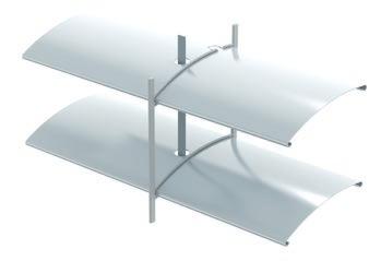 The bottom rail, made of an extruded aluminium profile, is guided in the rails via reciprocally provided pins.