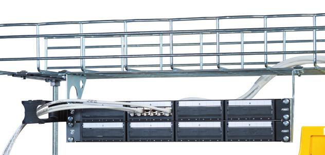 for installing 19 panels above cabinets/racks attached to wire mesh cable trays Available in 2RU Aerial Panel Holder Kit (2RU) 1-1671603-1 Note: For information on