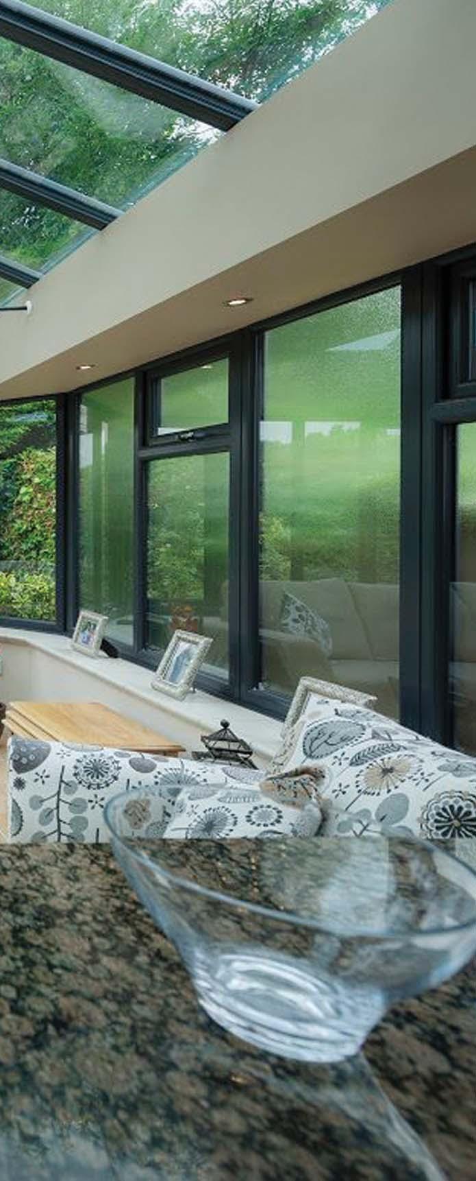 A Designer Conservatory with added style and shape on the outside and a room-like feel on the inside.