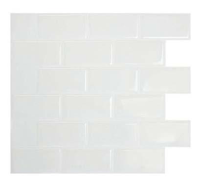 BACKSPLASH TILE PEAL & STICK (ONLINE) Smart Tiles Subway Mosaic Decorative Wall Tile in White Subway style tiles. White. Low installation cost.