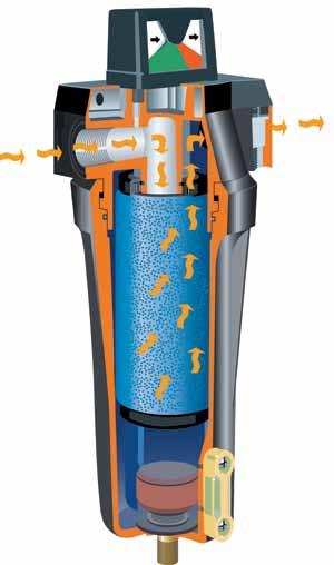 Two-stage filtration ensures long element life while stainless steel inner and outer cores add structural integrity.