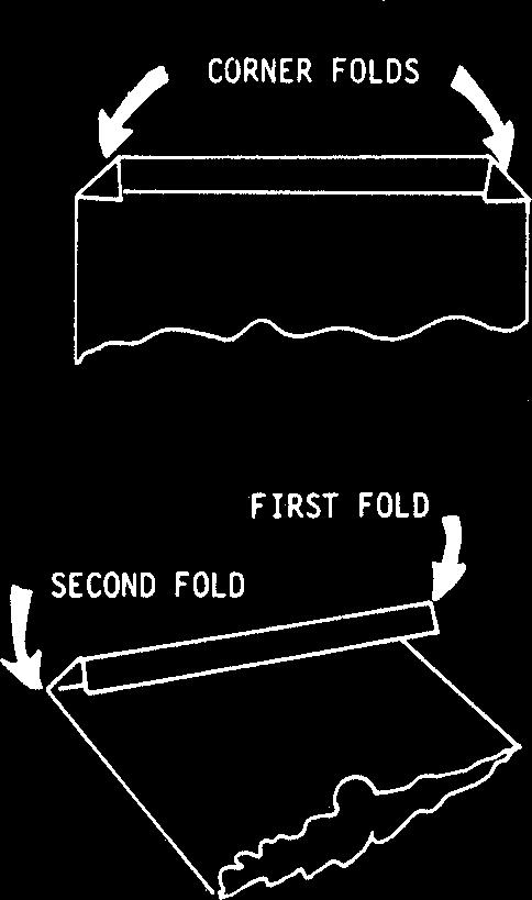 3-10. CHANGING THE FILTER ENVELOPE (Continued) 10. Fold the corners in and then double fold the open end. 11.