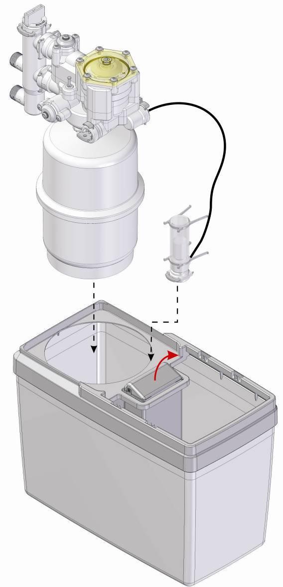 Make sure that the brine valve goes all the way down to the bottom of the salt bin. Make sure not to squeeze the tube; avoid kinks.