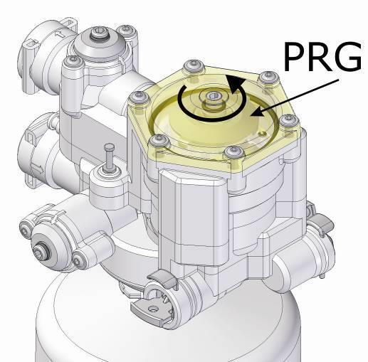 Perform a manual regeneration. 5.6.1. Use a hex key number 5 to turn the program disk (PRG) manually. B R S ER CE VI CE VI ER S R B Turn PRG counter clockwise until it is in above position.