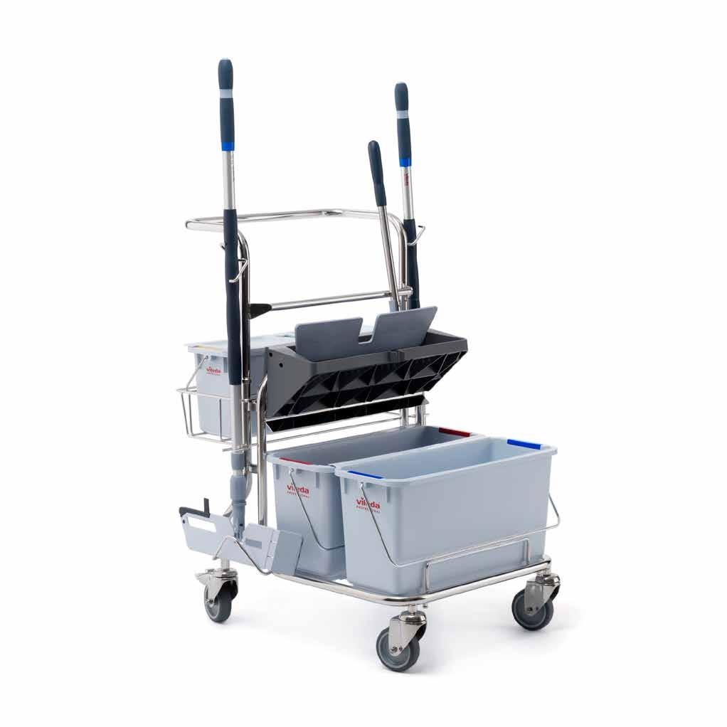 Each trolley is equipped with four casters, two with brakes.