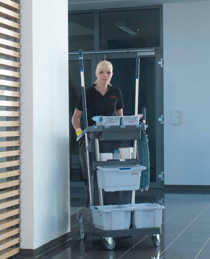 One of the major advantages is that all large cleaning tools and accessories are kept within the trolley s outer limits, allowing for use within tight spots.