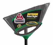 MULTI SURFACE CLEANING // Brooms Brooms O-Cedar Outdoor Power Angler Angle Broom Durable, non-flagged bristles sweep heavy and wet debris Foam comfort grip Great for garages, sidewalks and patios