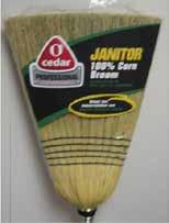 1 in 6 LR PR LB O-Cedar Professional Janitor 100% Corn Broom 100% natural long lasting corn fibers Reinforced with 5 sew stitching Soft felt neck to protect walls and furniture Great for indoor and