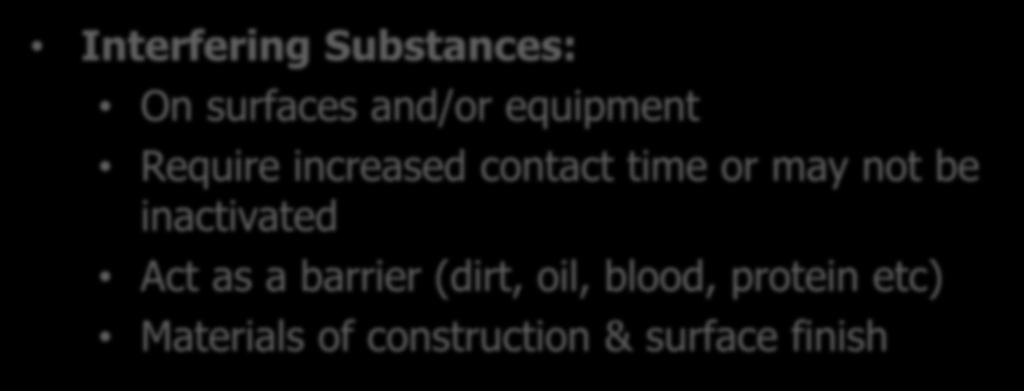 Disinfectant Efficacy and Performance Interfering Substances: