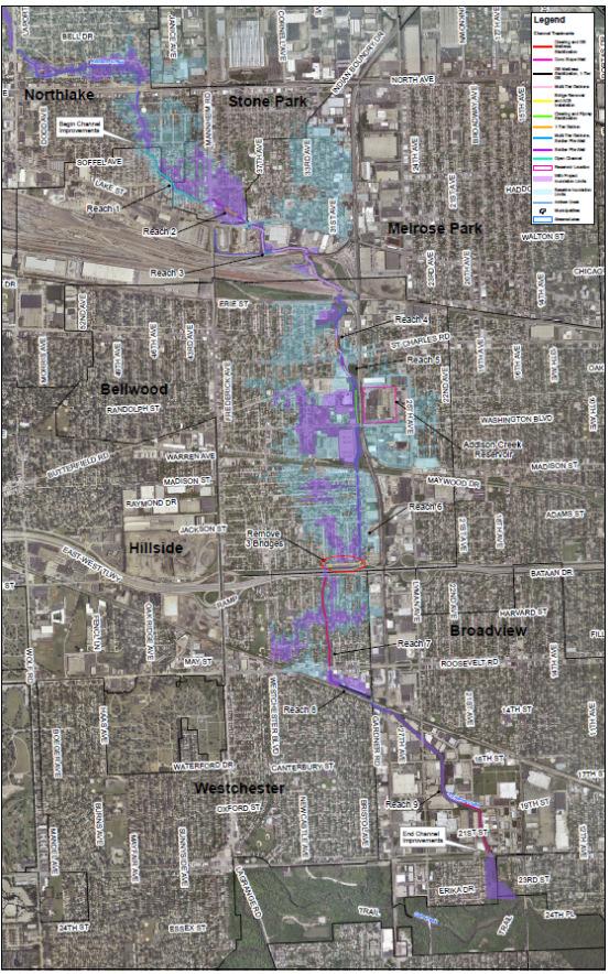 FUTURE Addison Creek Channel Improvements MAP ID: ADCR-6B Project #: 11-187-3F Location: Northlake, Melrose Park, Stone Park, Bellwood, Westchester, and Broadview, Illinois Project Description: