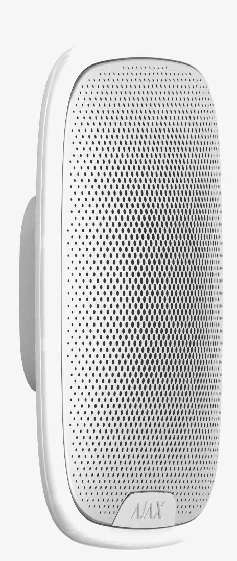 Ajax StreetSiren Wireless street siren with a sound level of up to 113 db Light and sound alarm with sound level customizable between 85 and 113 db.