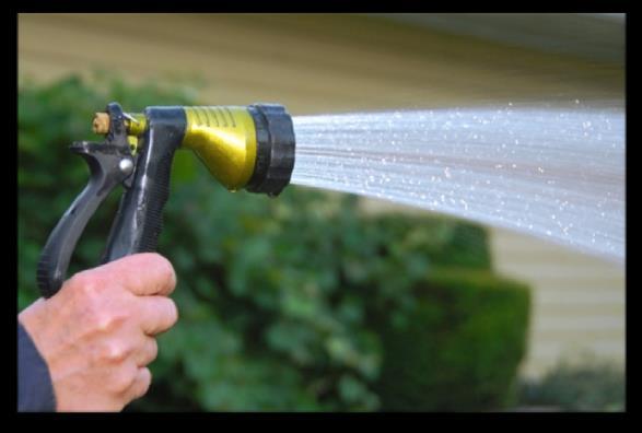 Spray/shut off nozzles on hoses 4.