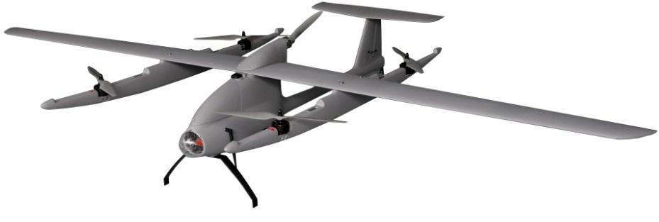 KWT-GX350 VTOL Fixed-wing UAV Vertical take-off and landing fixed wing Feature Easy to assemble and operate Vertical take-off and landing, without limitation of space Resistance to harsh weather