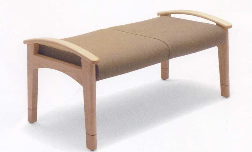 $608 67 Three Seat Benches Blue Ultra Leather Maple feet and End Caps. Placed against Ramp Wall on south side of Atrium. Need Two.