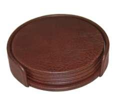 selection of promotional leather coasters.