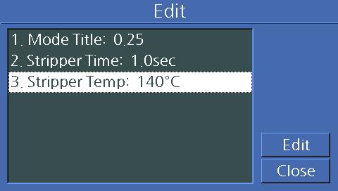 Selection of strip Temperature Strip temperature selection 1 Select [Strip temperature Selection] to display strip temperature.