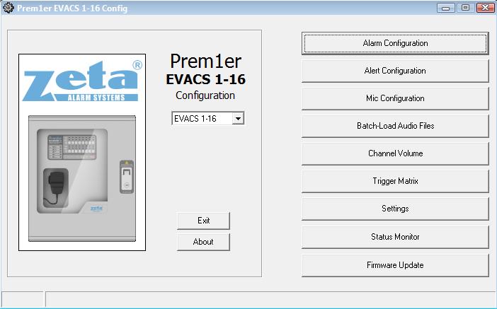 4. CONFIGURING THE PANEL The EVACS 1-16 panel can be configured using the EVACS software.